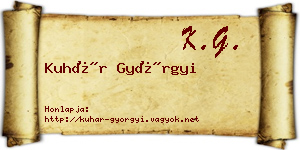 Kuhár Györgyi névjegykártya